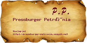 Pressburger Petrónia névjegykártya